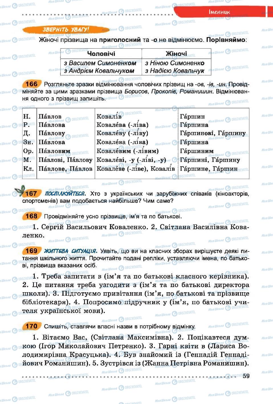 Підручники Українська мова 6 клас сторінка  59