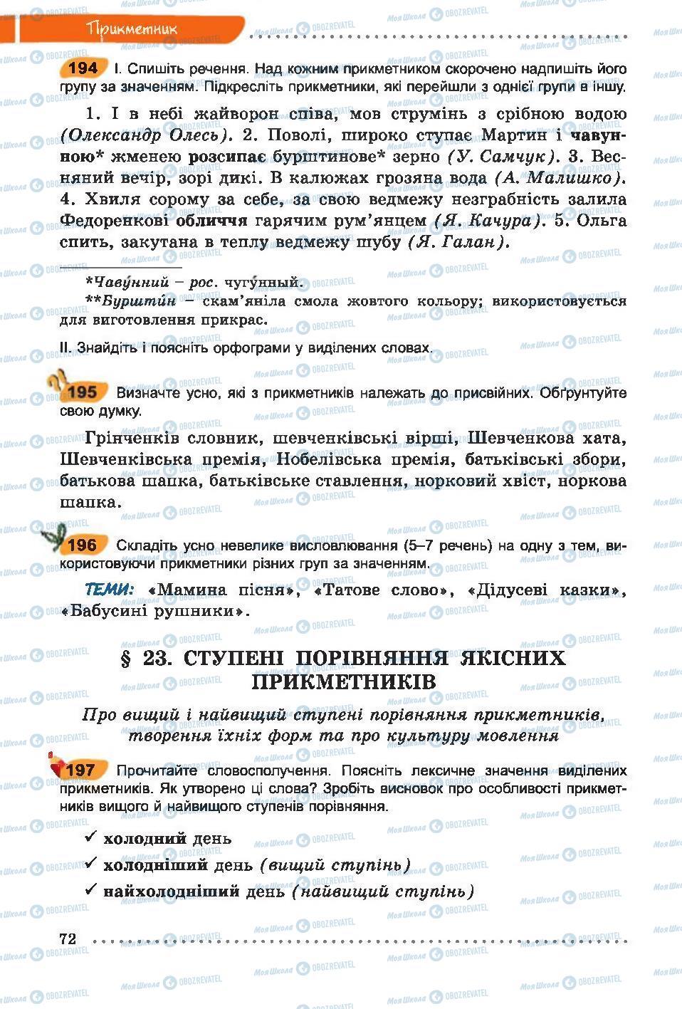 Підручники Українська мова 6 клас сторінка 72