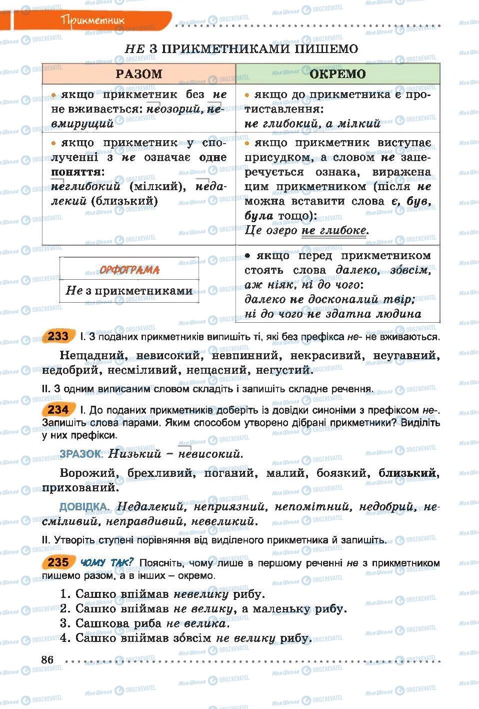 Підручники Українська мова 6 клас сторінка 86