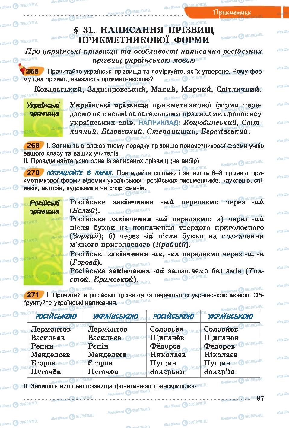 Учебники Укр мова 6 класс страница 97