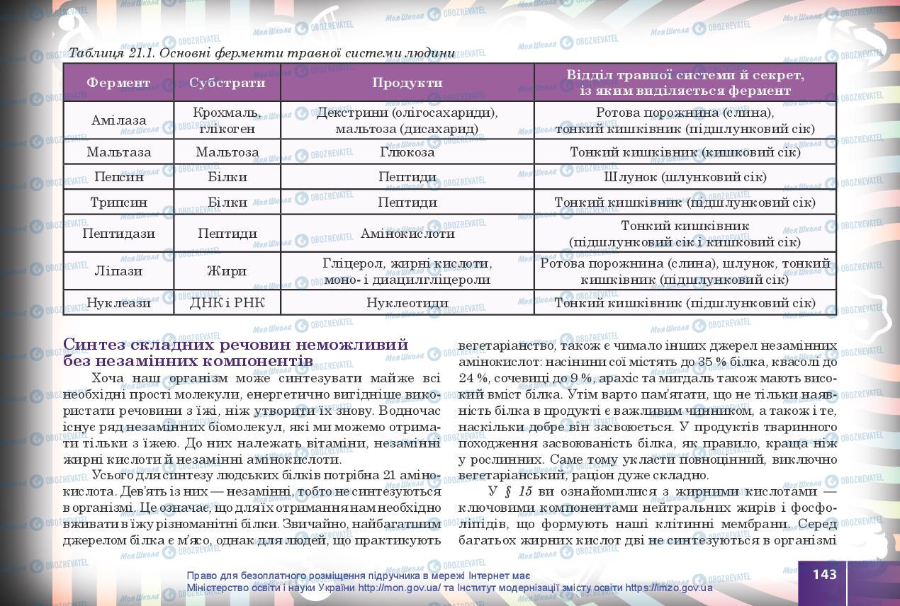 Підручники Біологія 10 клас сторінка 143