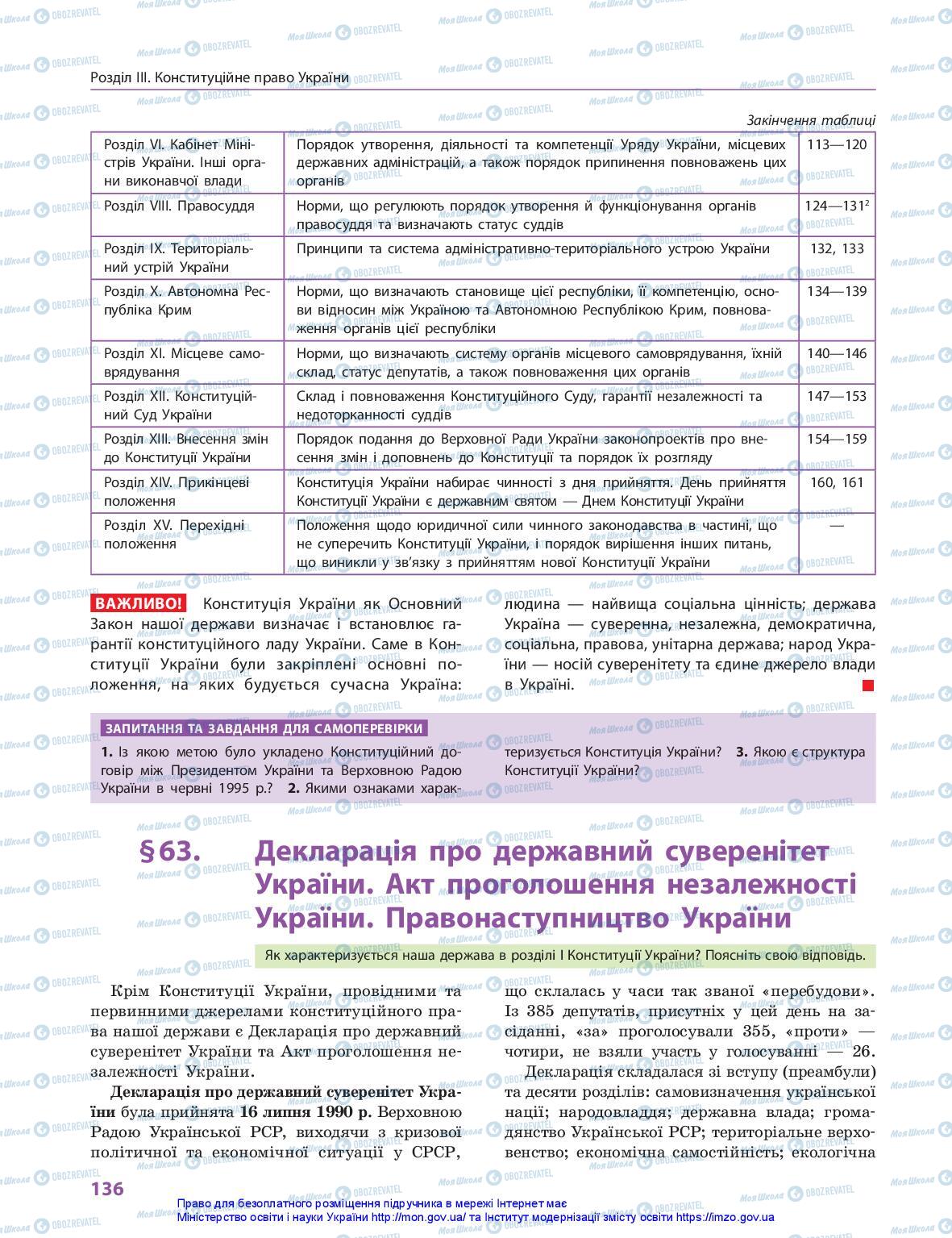 Підручники Правознавство 10 клас сторінка 136