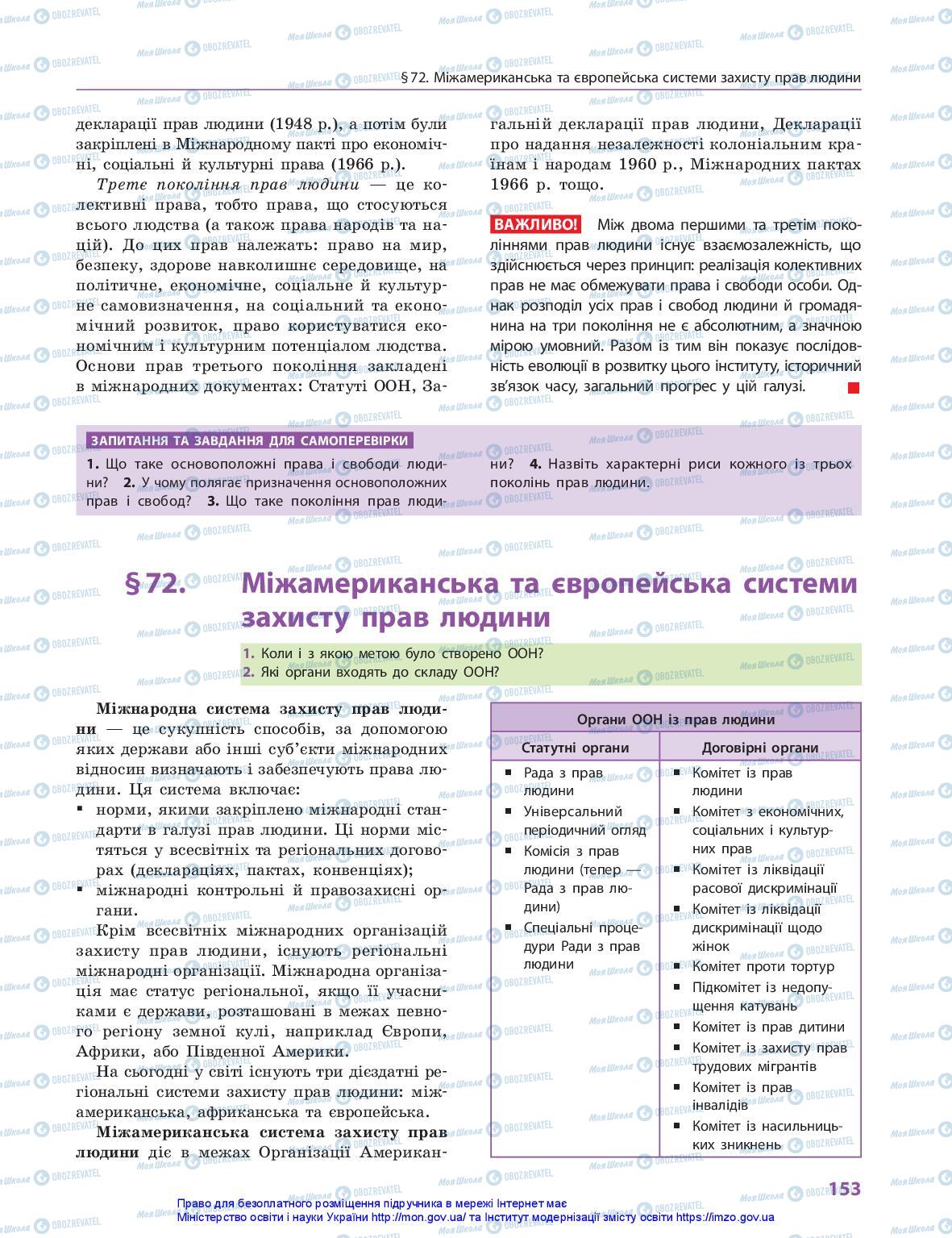 Підручники Правознавство 10 клас сторінка 153