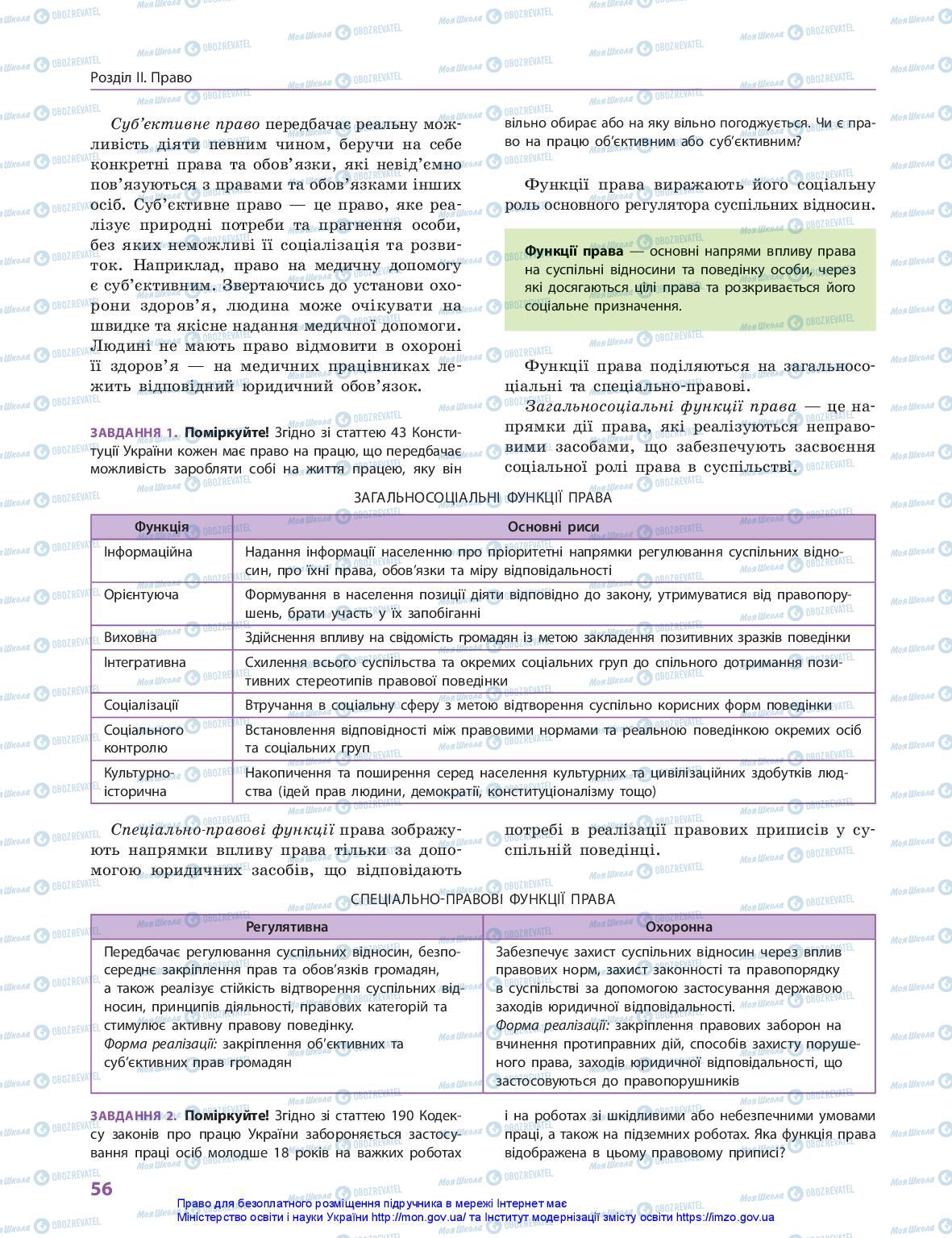 Підручники Правознавство 10 клас сторінка 56