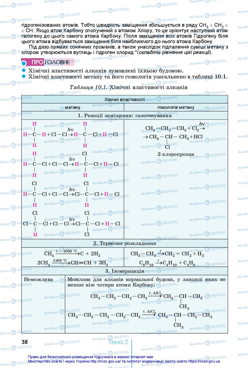 Підручники Хімія 10 клас сторінка 38