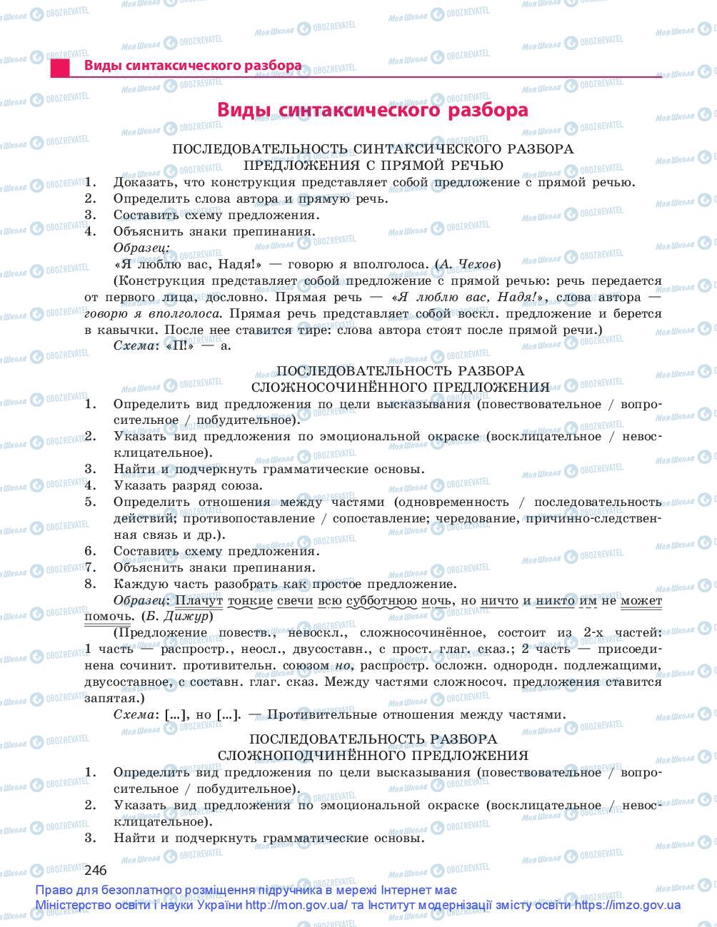 Підручники Російська мова 9 клас сторінка 246