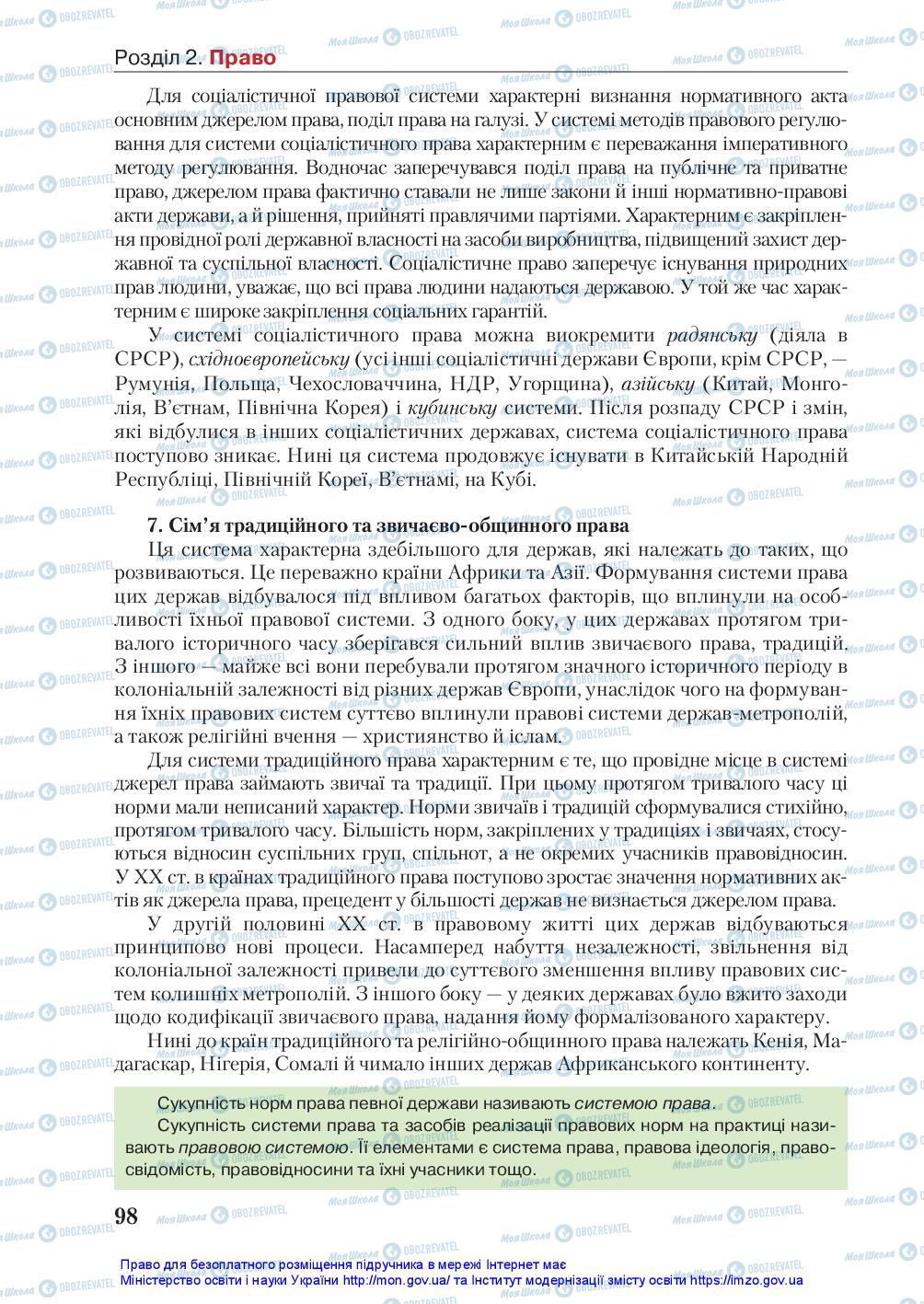 Підручники Правознавство 10 клас сторінка 98