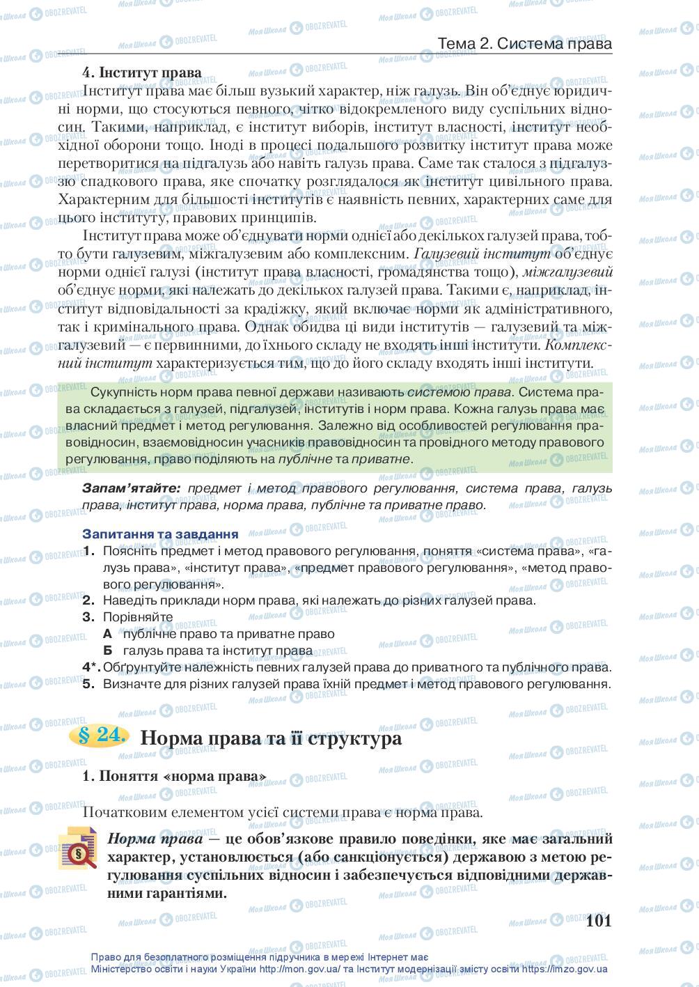 Підручники Правознавство 10 клас сторінка 101