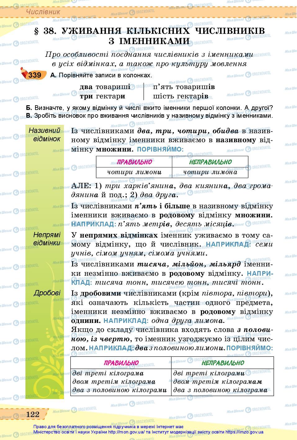 Підручники Українська мова 6 клас сторінка 122