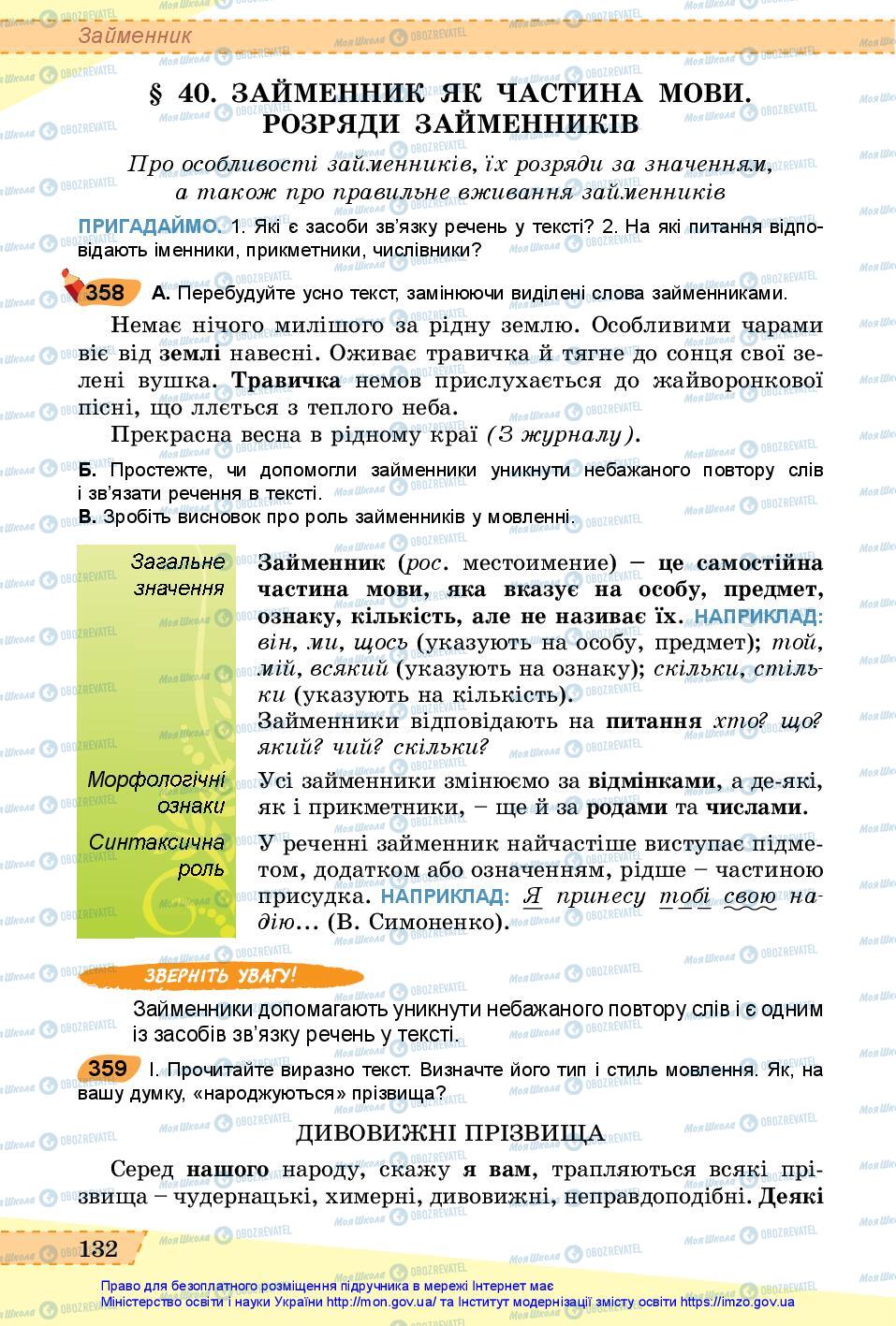 Підручники Українська мова 6 клас сторінка 132