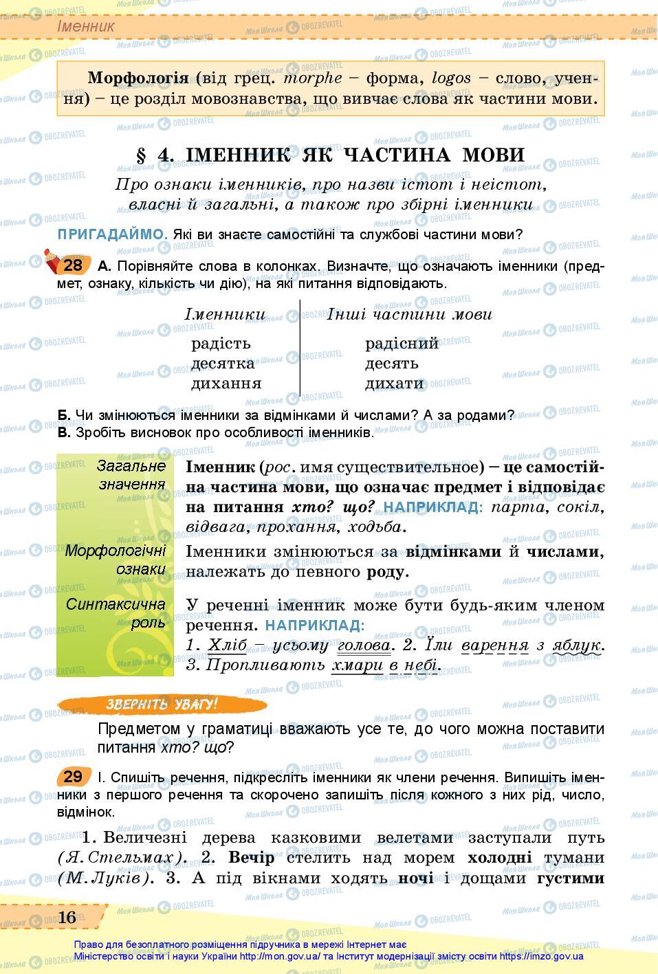 Учебники Укр мова 6 класс страница 16