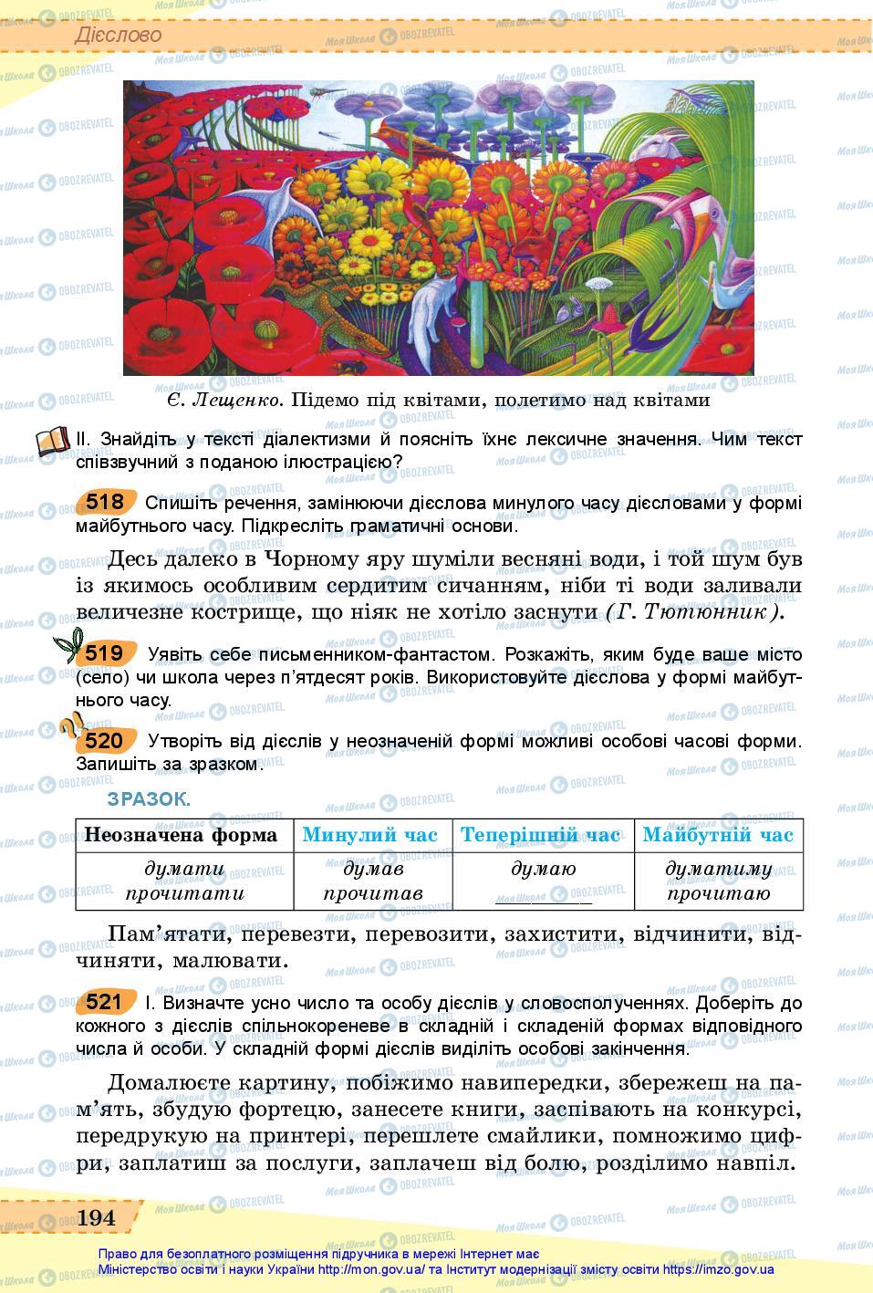 Учебники Укр мова 6 класс страница 194