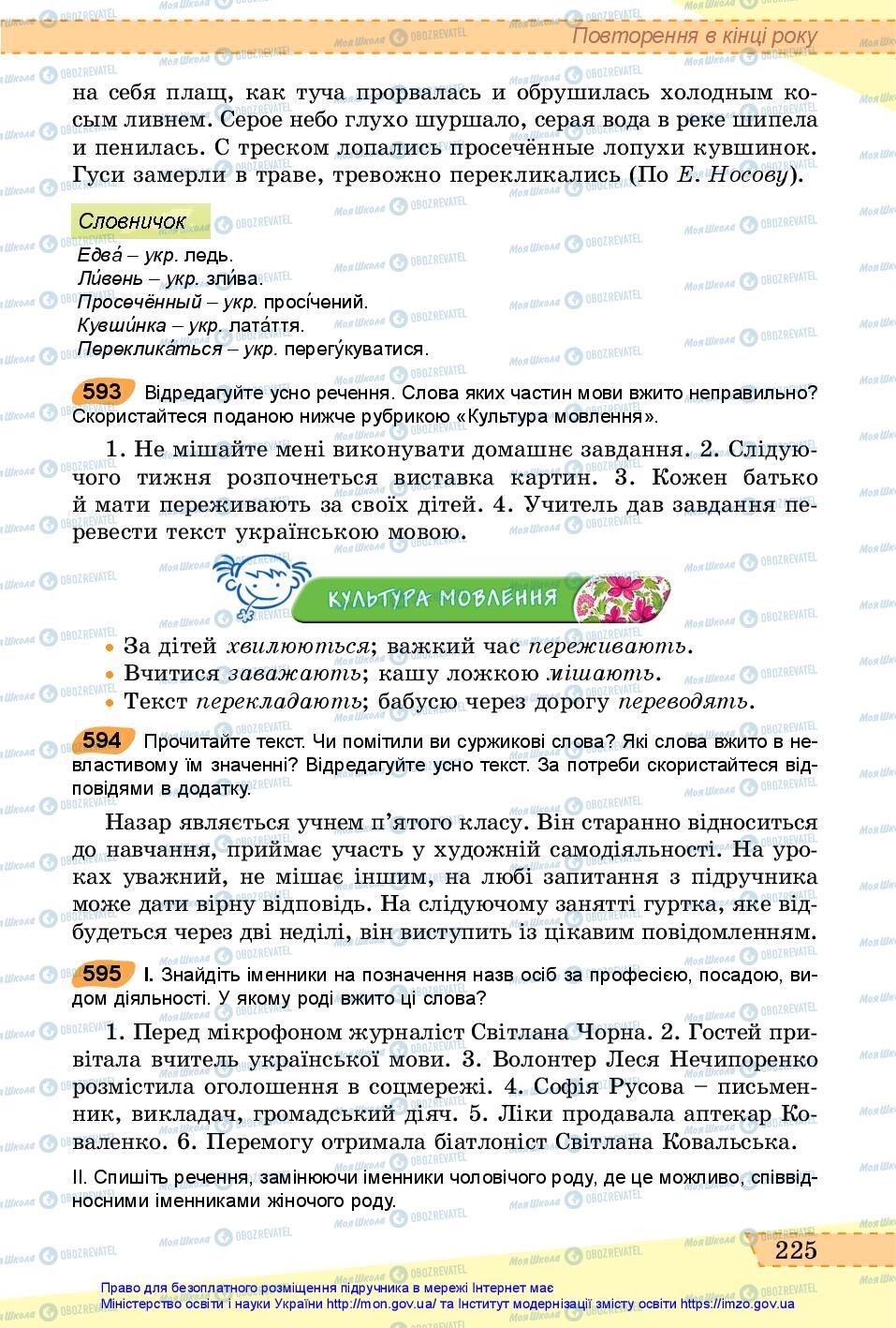 Підручники Українська мова 6 клас сторінка 225