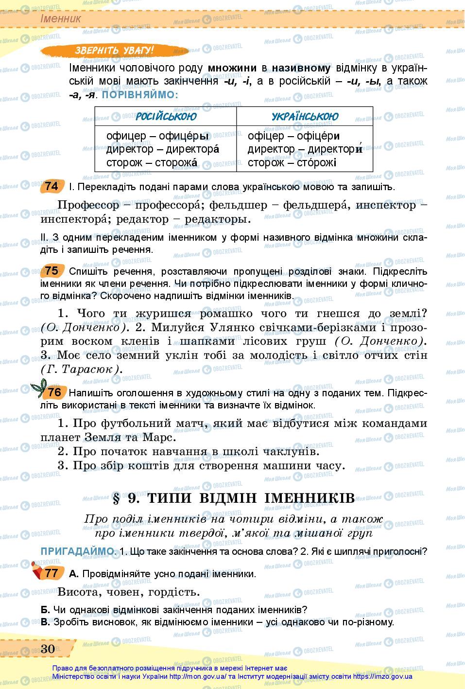 Підручники Українська мова 6 клас сторінка 30