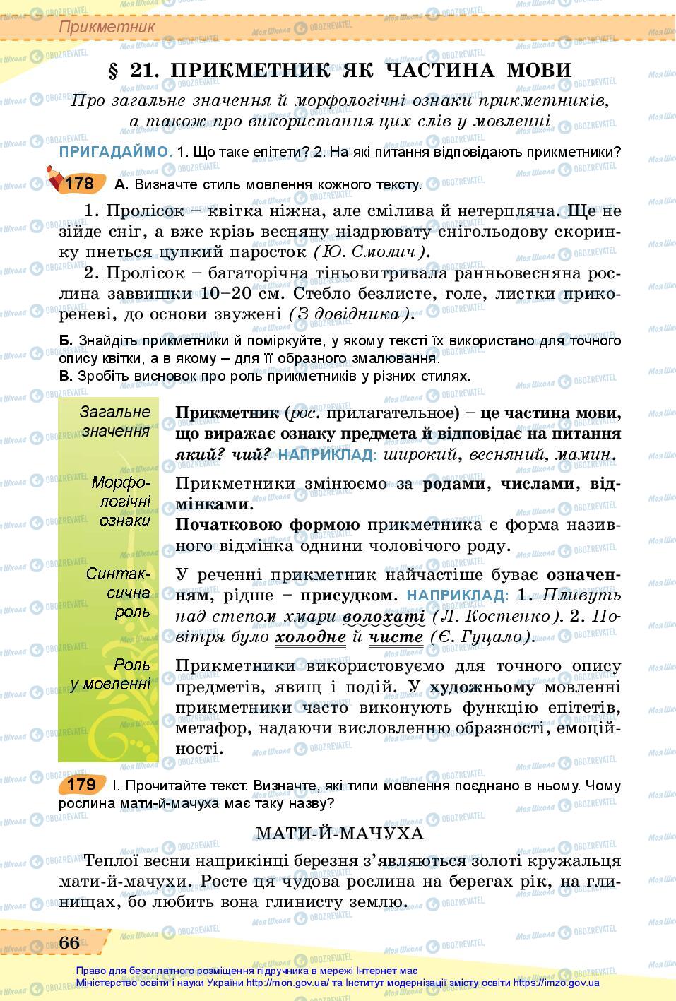 Підручники Українська мова 6 клас сторінка 66
