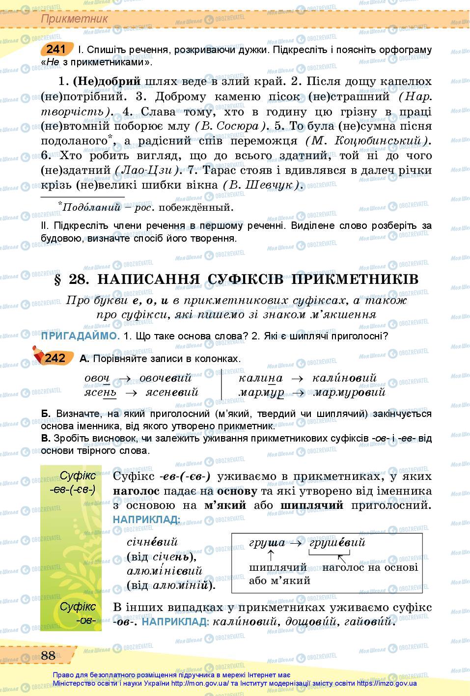 Підручники Українська мова 6 клас сторінка 88