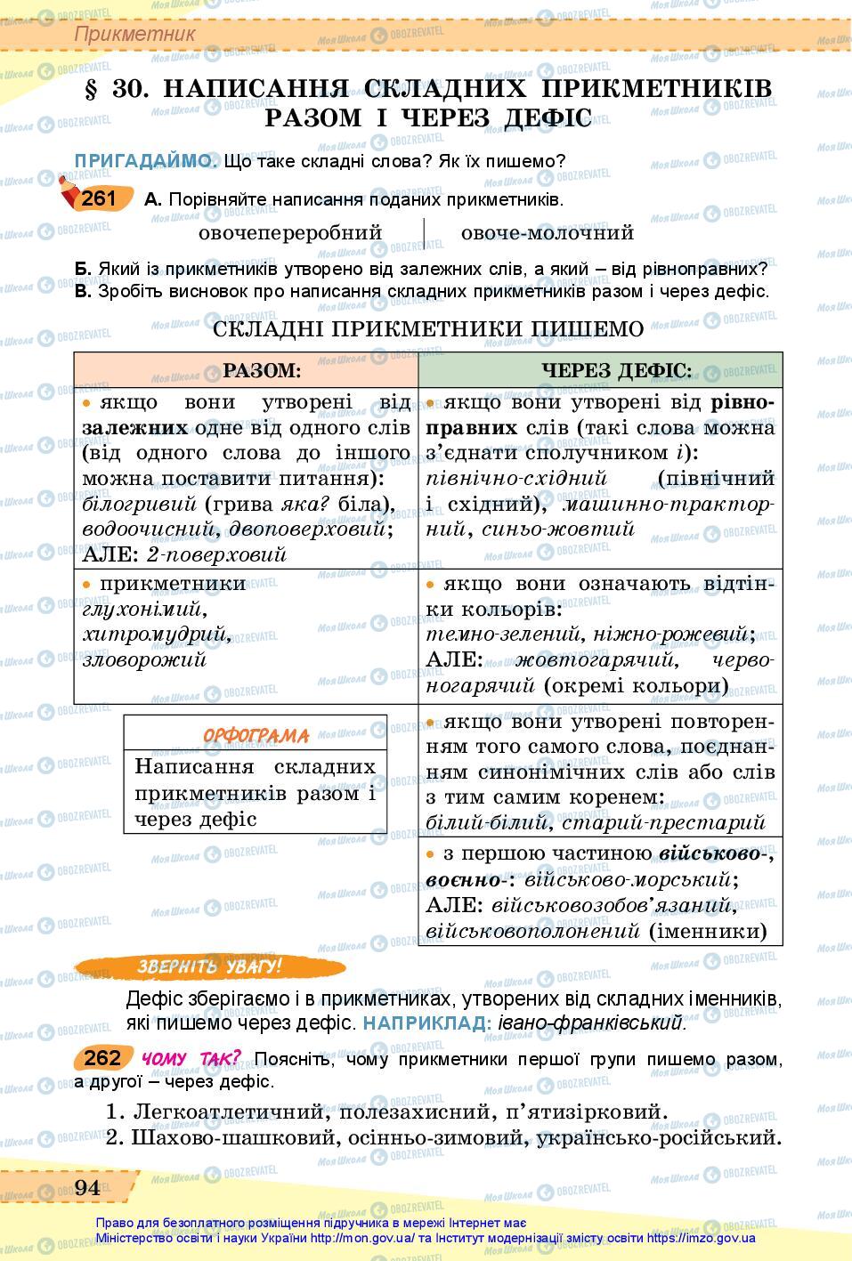 Учебники Укр мова 6 класс страница 94
