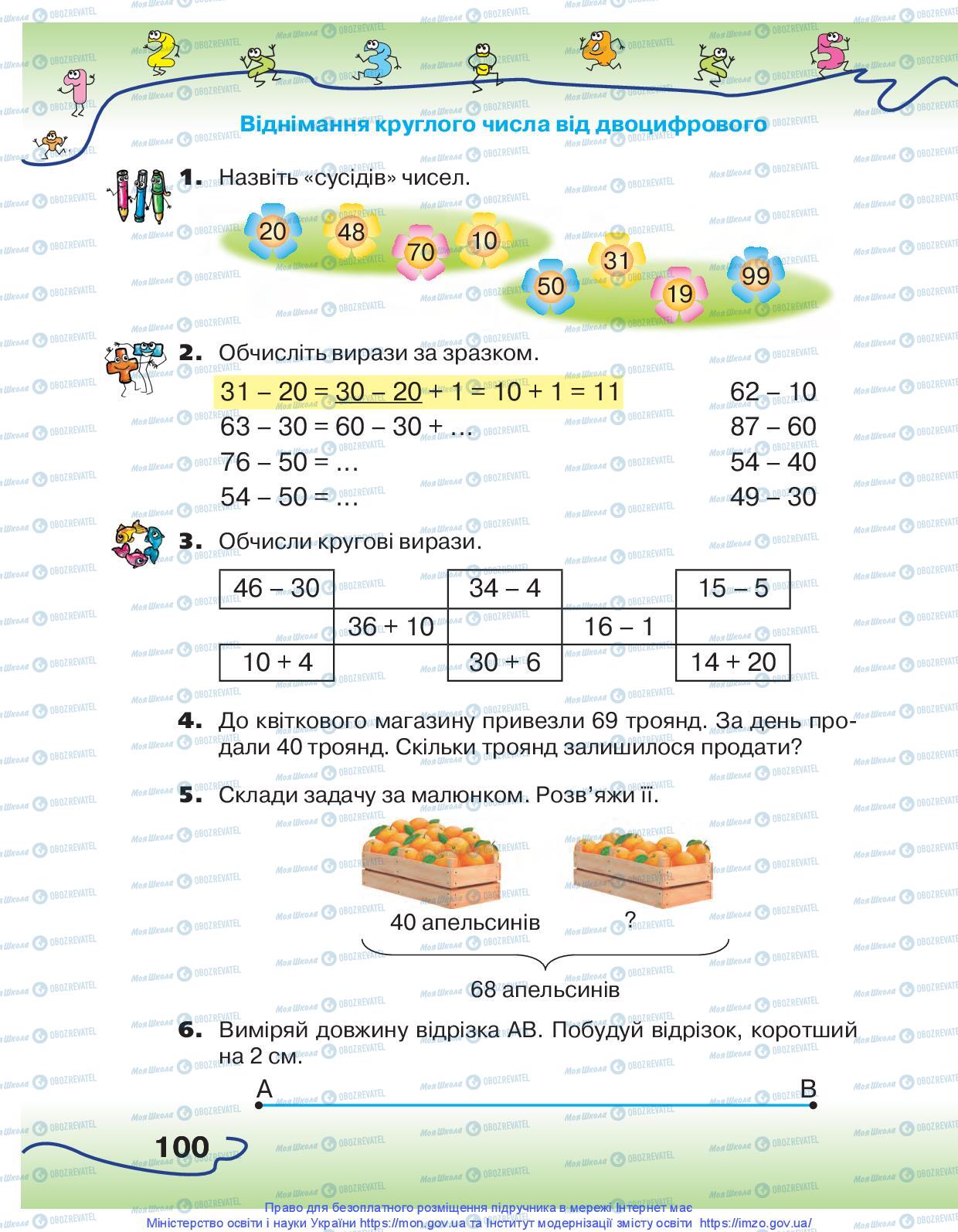Підручники Математика 1 клас сторінка 100