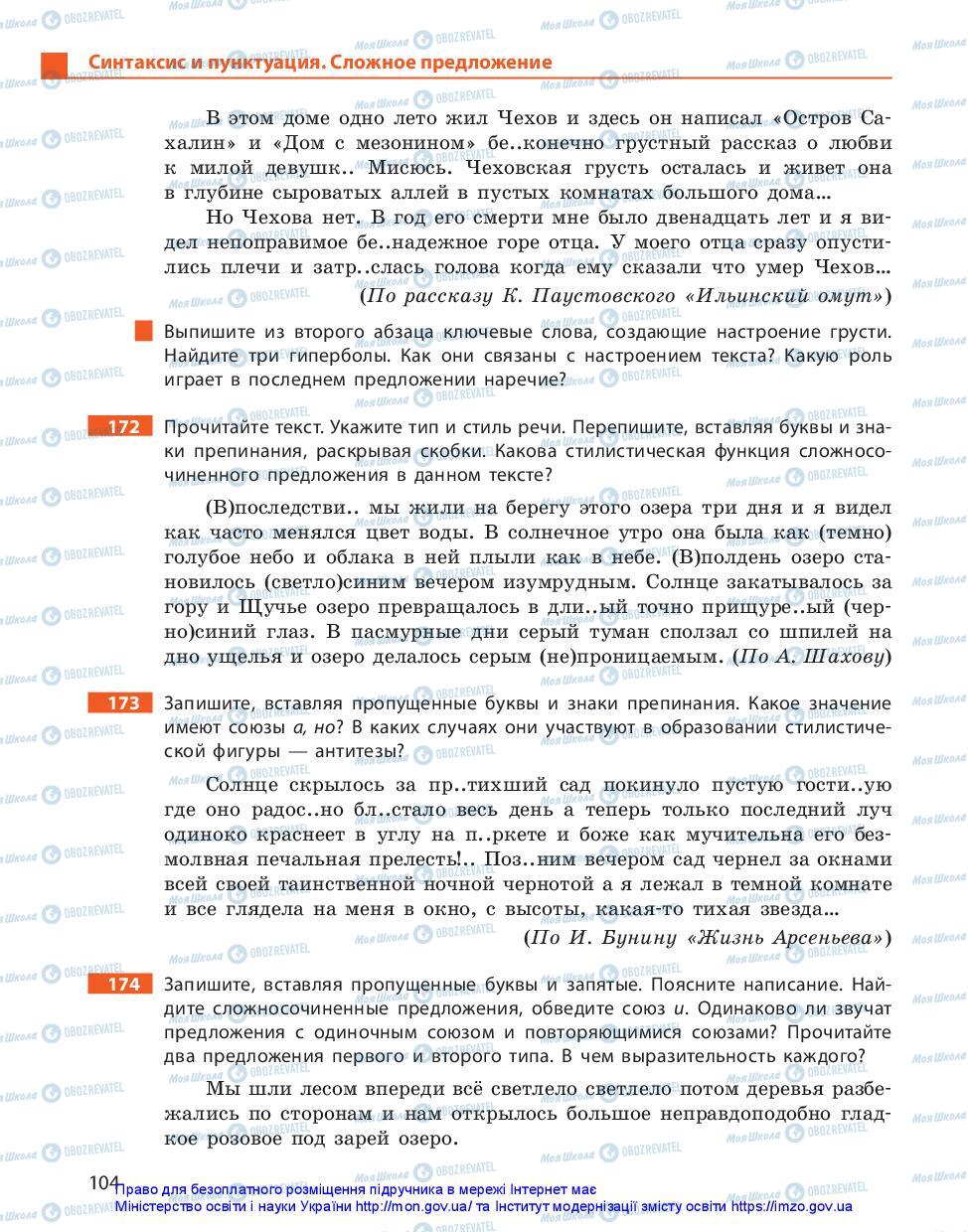 Підручники Російська мова 11 клас сторінка 104