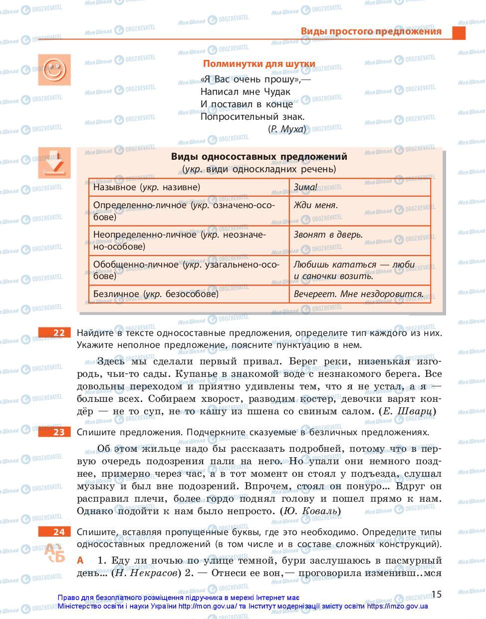 Підручники Російська мова 11 клас сторінка 15