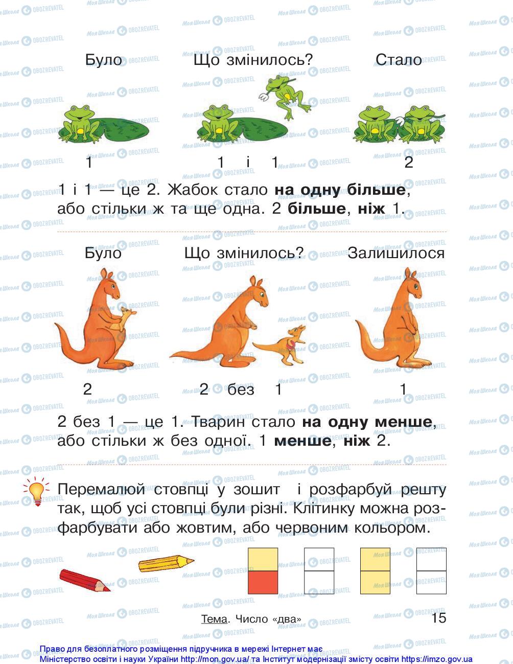 Підручники Математика 1 клас сторінка 15