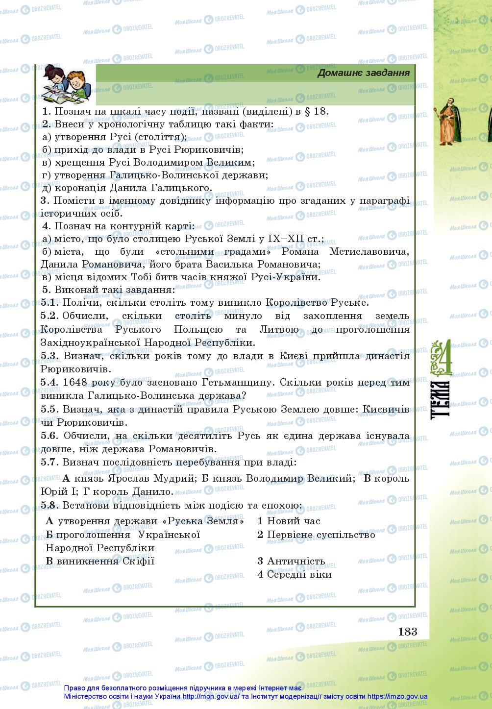 Підручники Історія України 5 клас сторінка 183