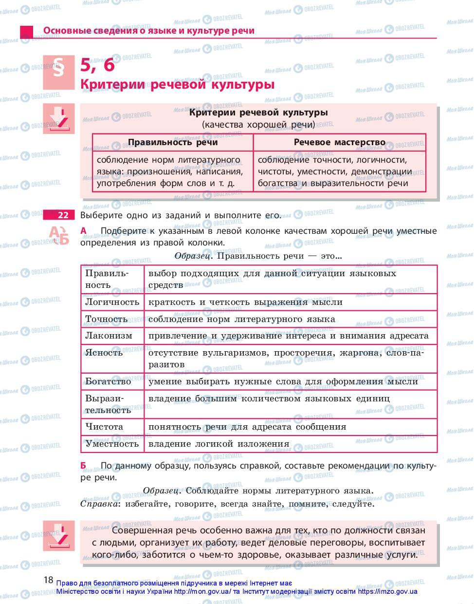 Учебники Русский язык 11 класс страница 18