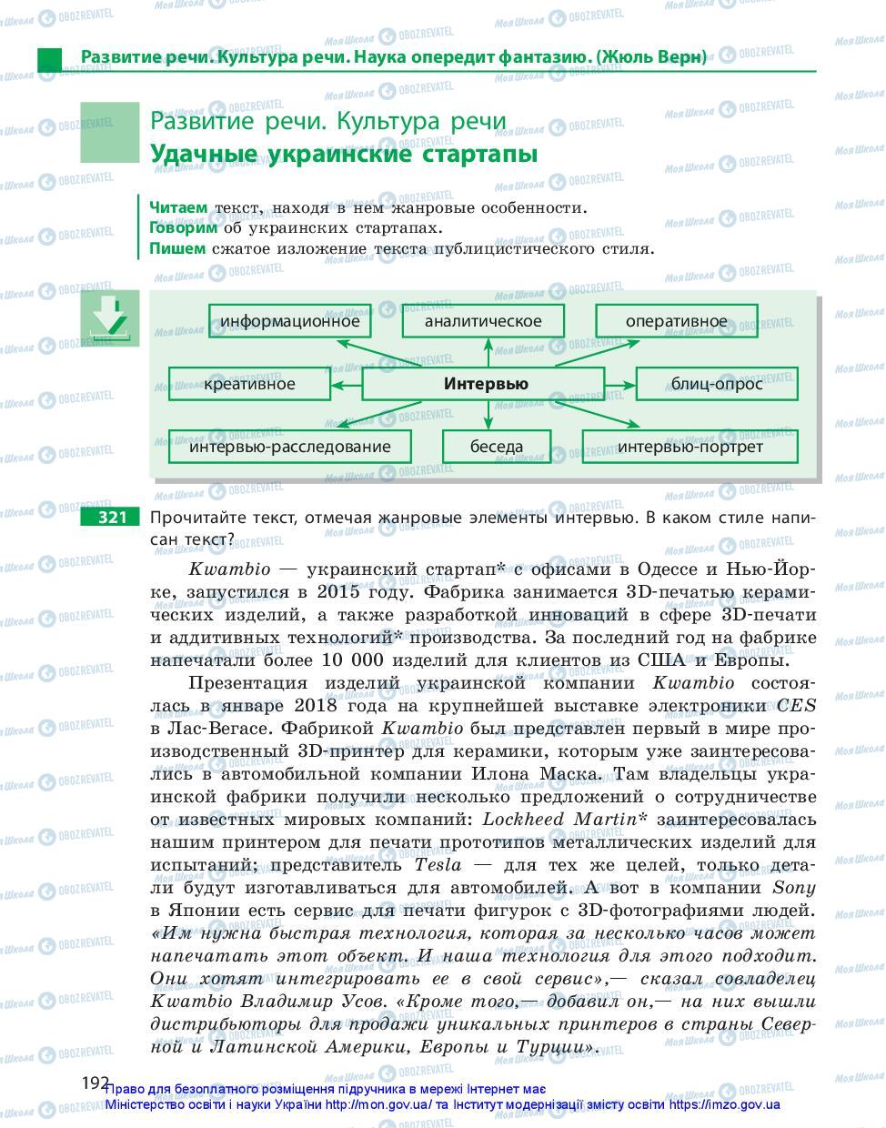 Підручники Російська мова 11 клас сторінка 192