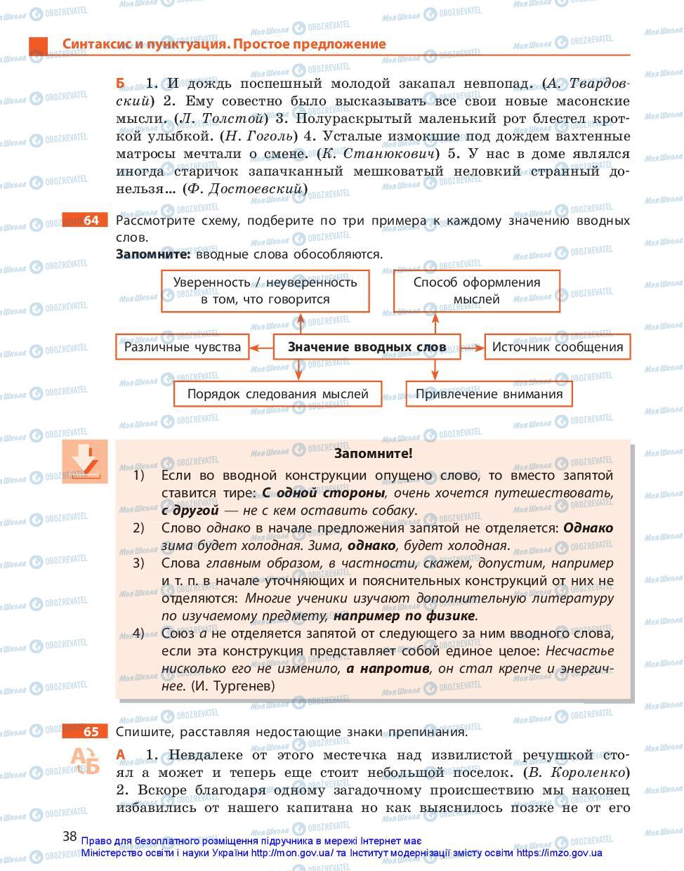 Підручники Російська мова 11 клас сторінка 38