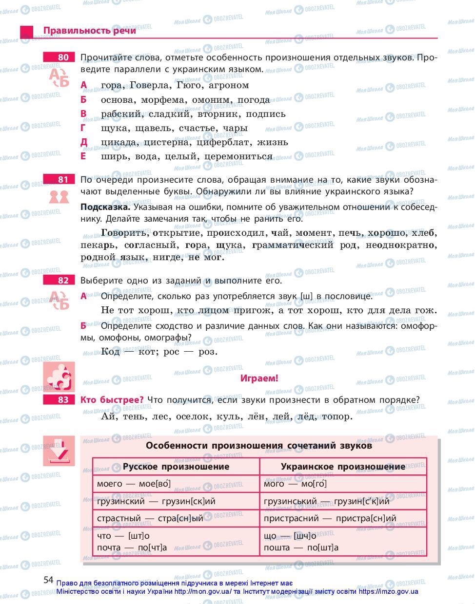 Підручники Російська мова 11 клас сторінка 54