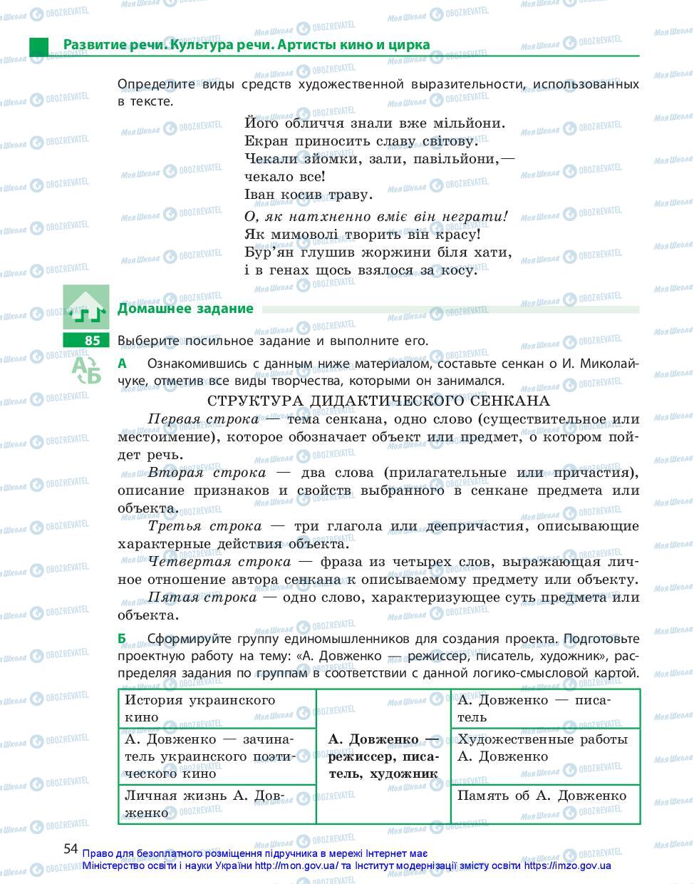 Підручники Російська мова 11 клас сторінка 54