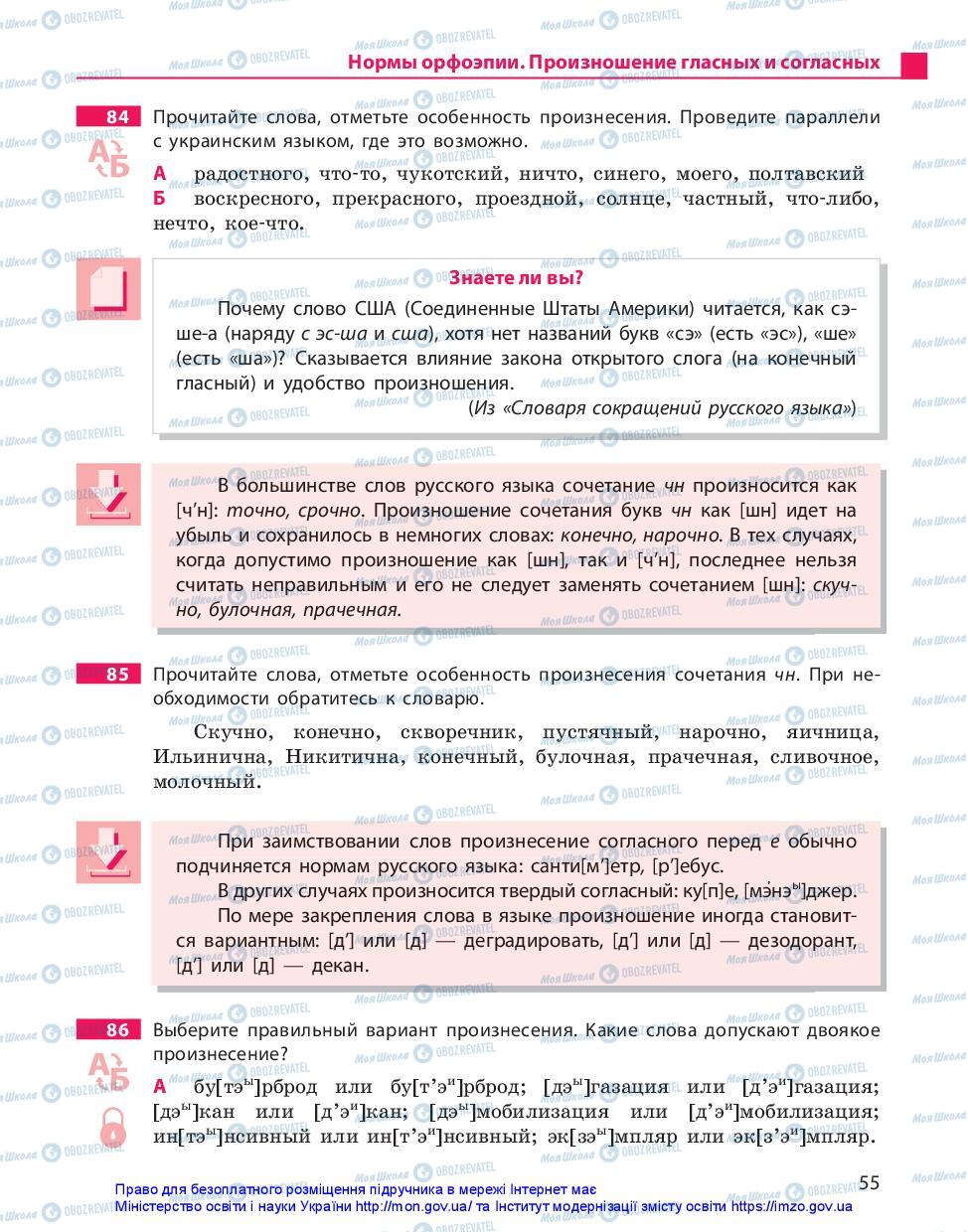 Учебники Русский язык 11 класс страница 55