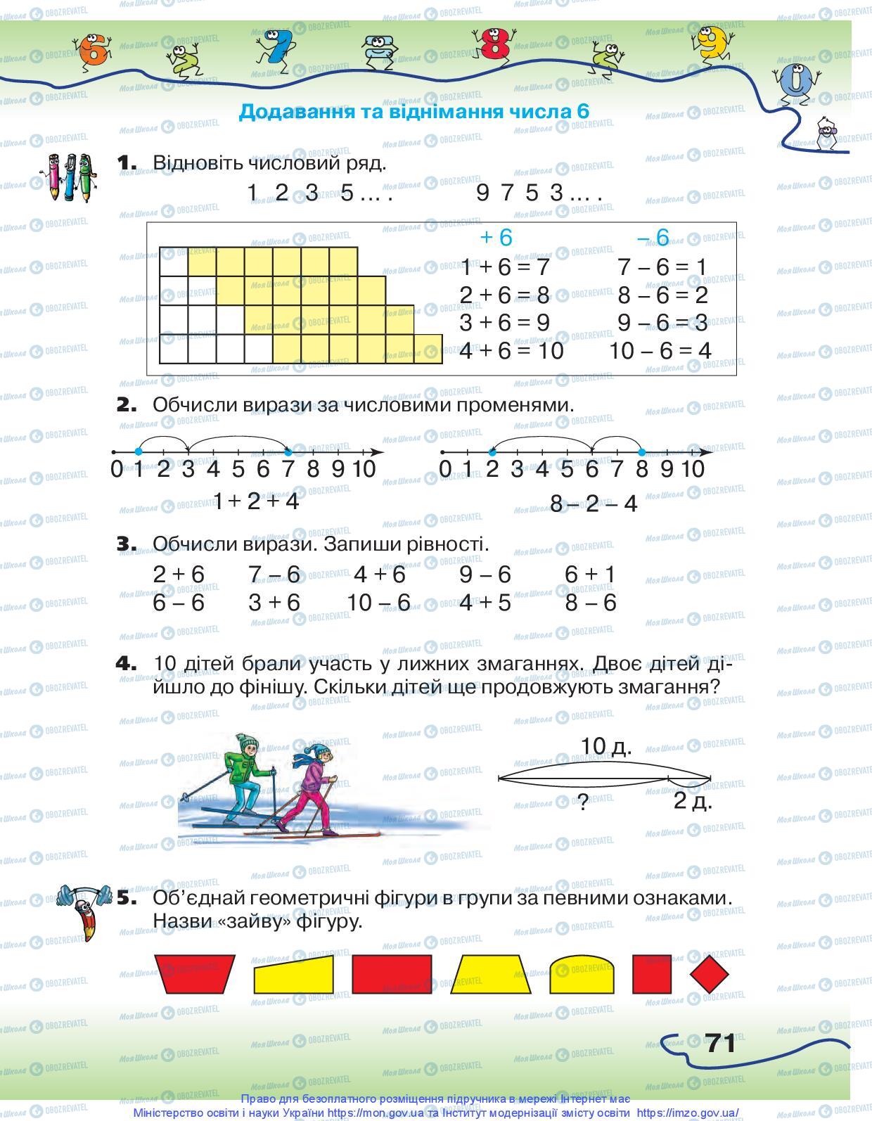Учебники Математика 1 класс страница 71