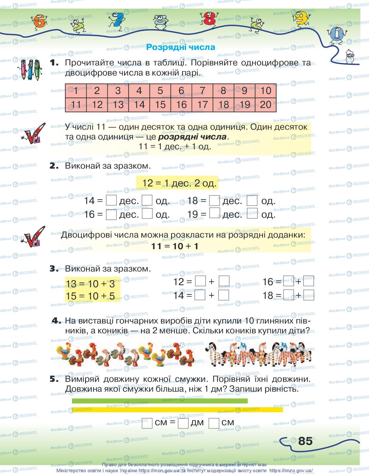 Учебники Математика 1 класс страница 85