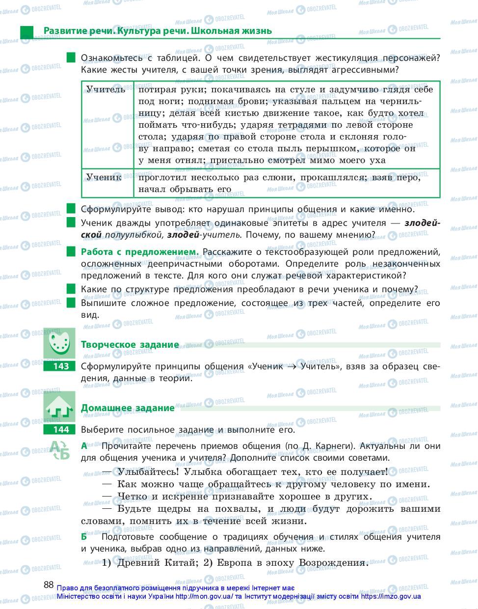 Підручники Російська мова 11 клас сторінка 88