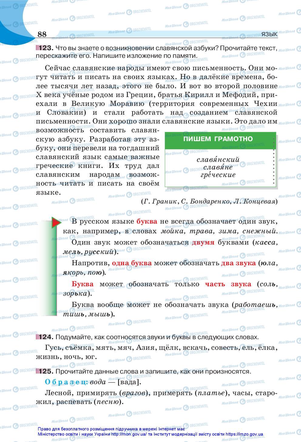 Підручники Російська мова 5 клас сторінка 88