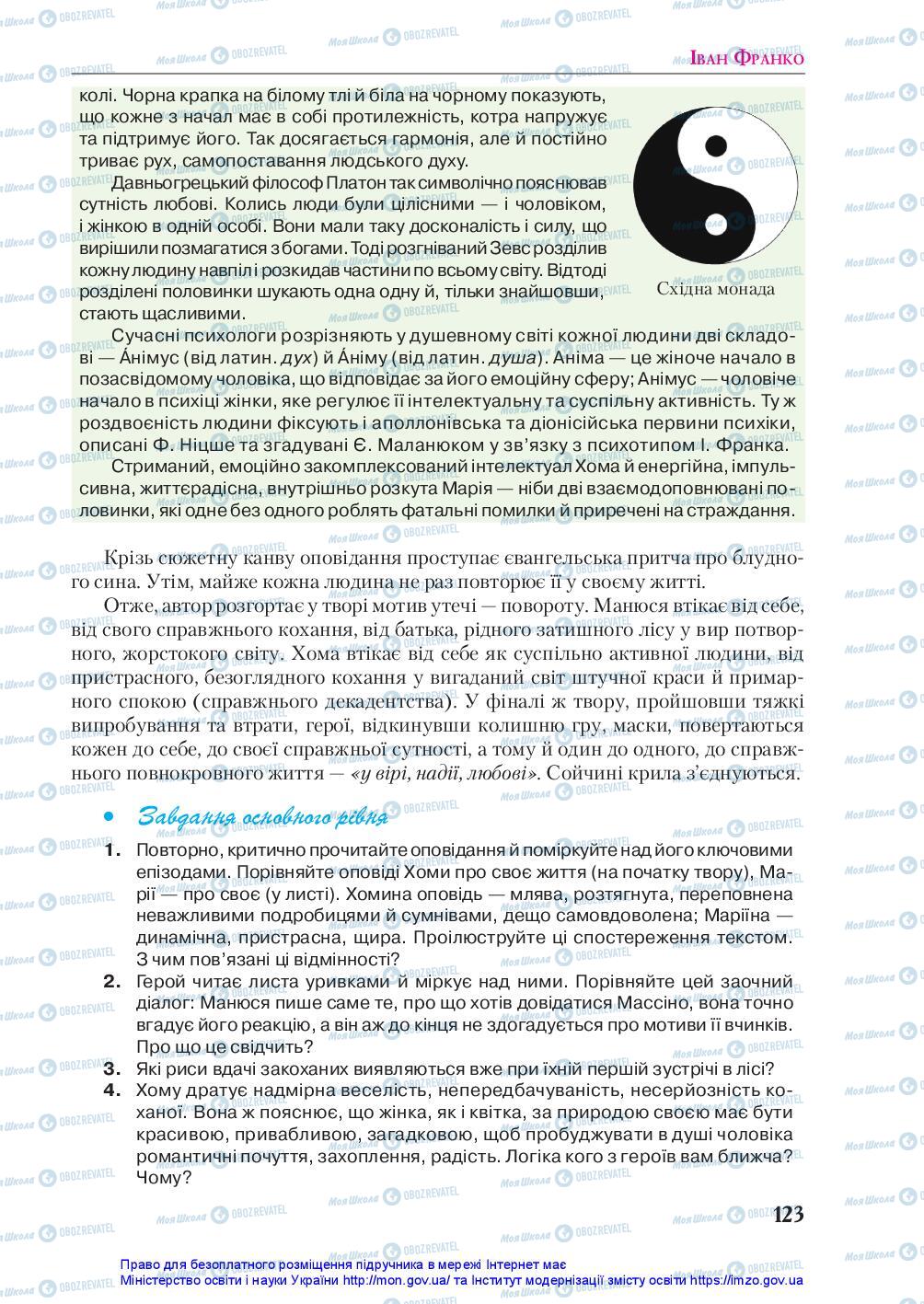 Підручники Українська література 10 клас сторінка 123