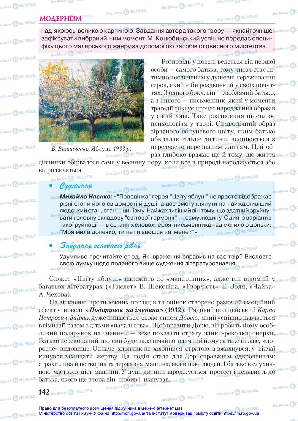 Підручники Українська література 10 клас сторінка 142