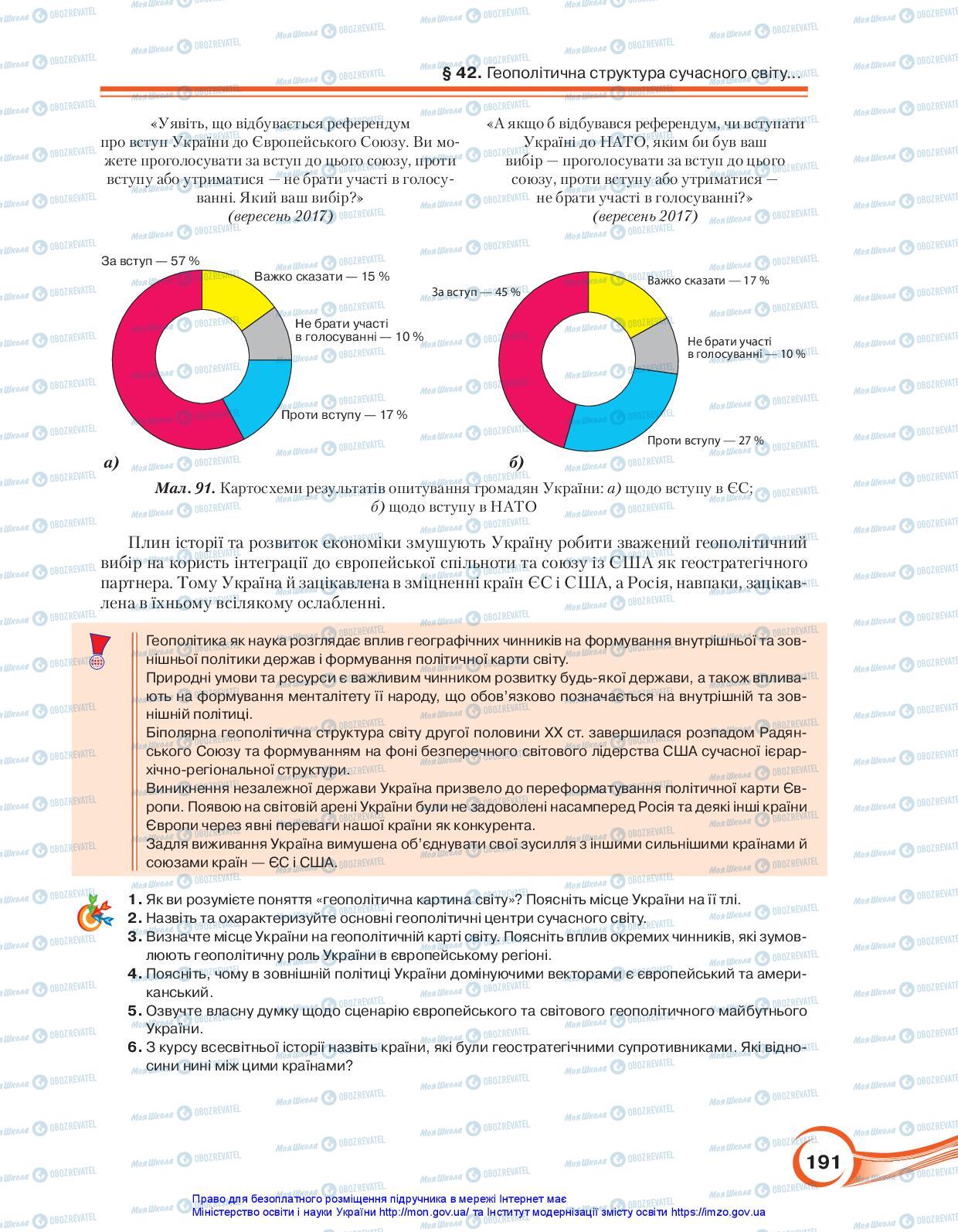 Підручники Географія 10 клас сторінка 191