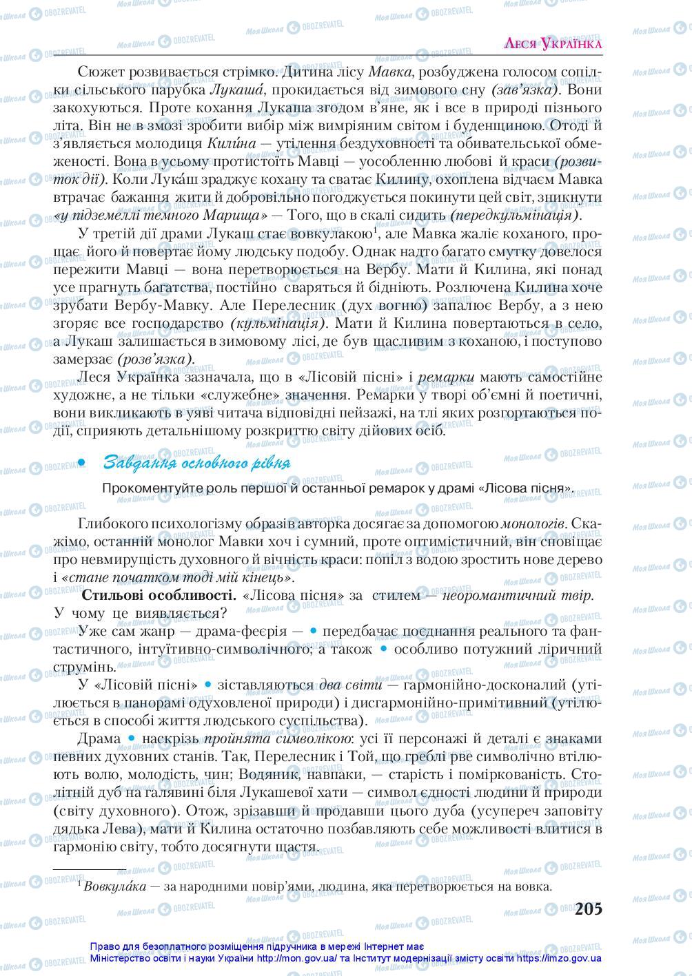 Підручники Українська література 10 клас сторінка 205