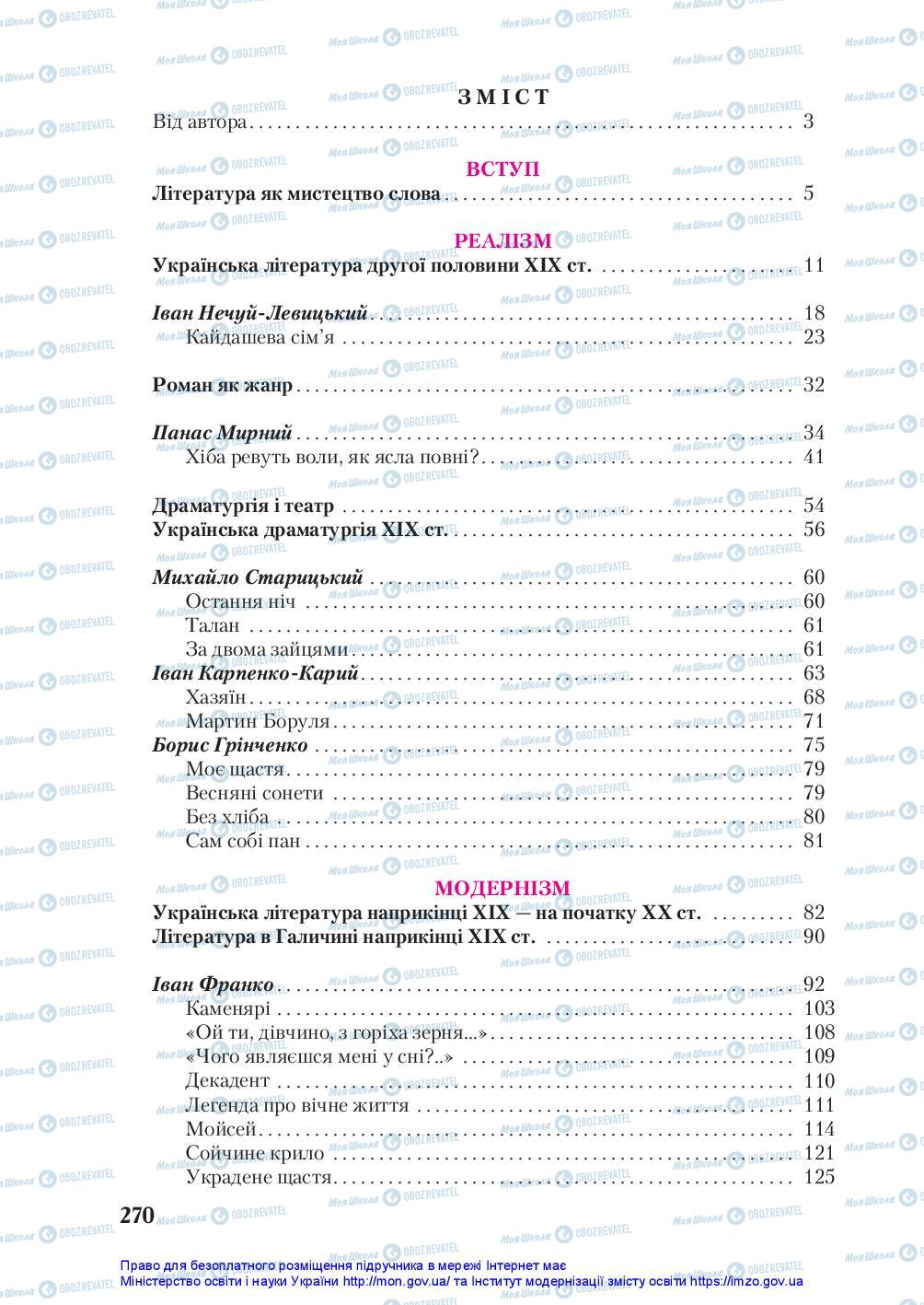 Підручники Українська література 10 клас сторінка 270