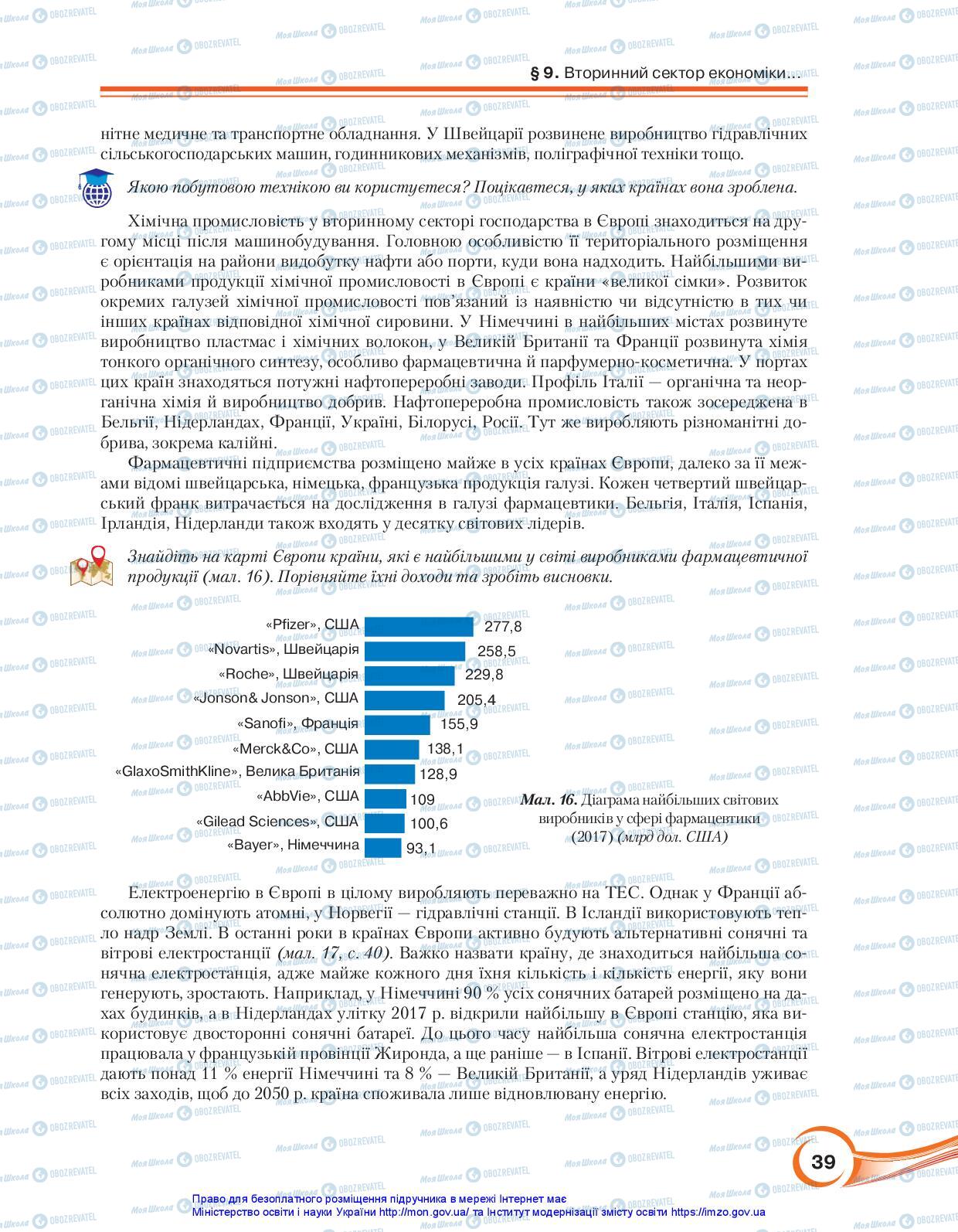 Підручники Географія 10 клас сторінка 39