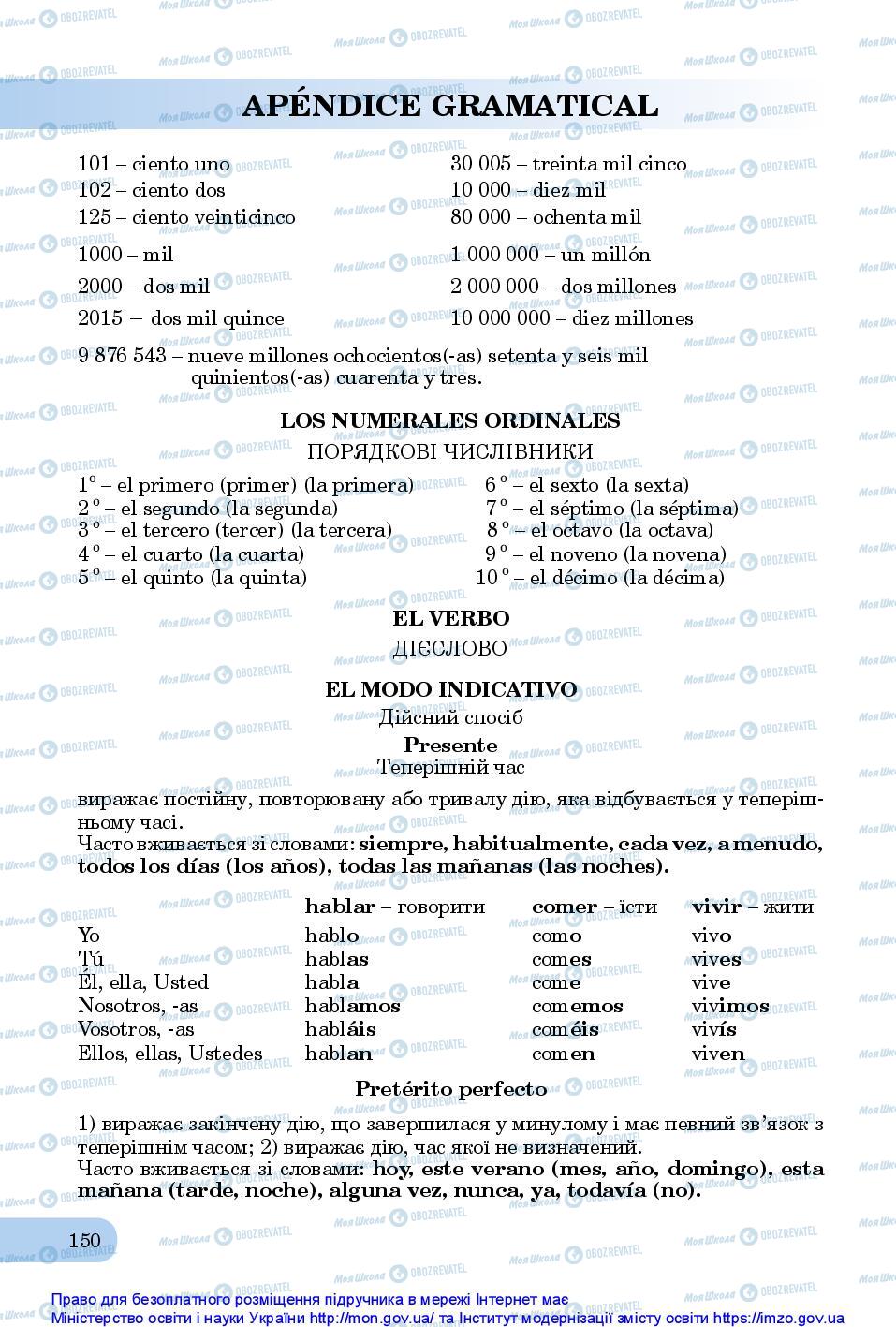 Підручники Іспанська мова 10 клас сторінка 150