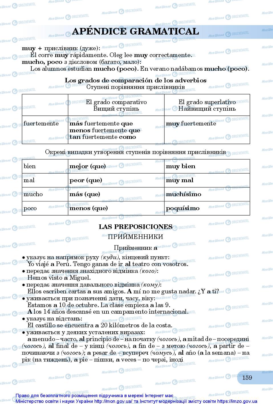 Підручники Іспанська мова 10 клас сторінка 159