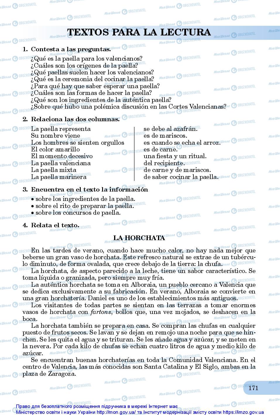 Підручники Іспанська мова 10 клас сторінка 171