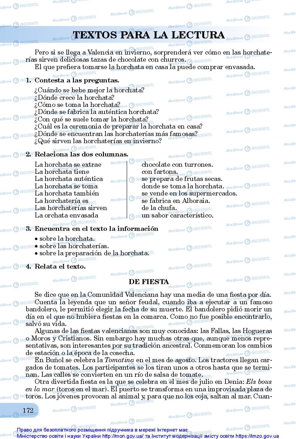 Підручники Іспанська мова 10 клас сторінка 172