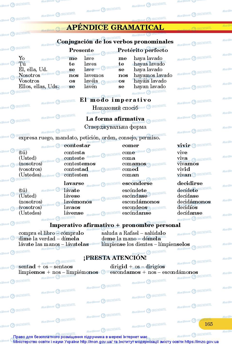 Підручники Іспанська мова 10 клас сторінка 165
