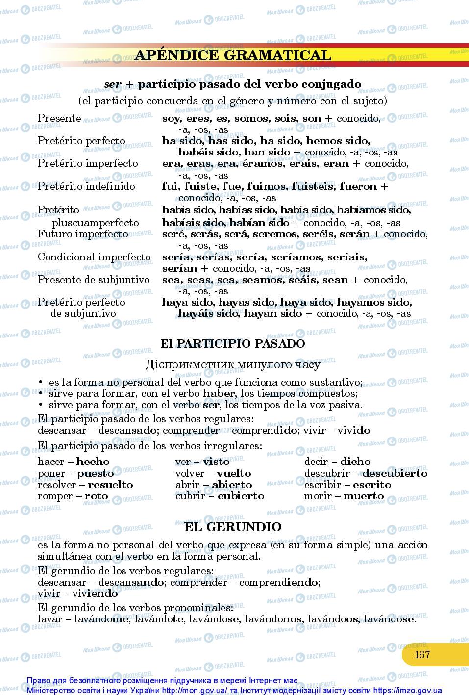 Підручники Іспанська мова 10 клас сторінка 167