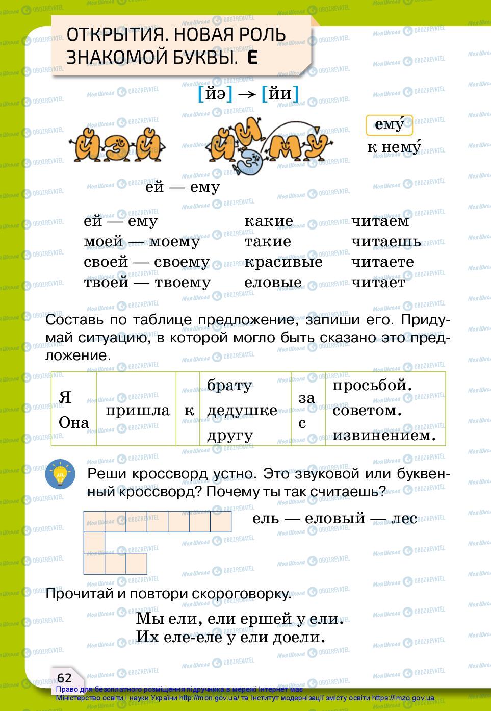 Підручники Російська мова 2 клас сторінка 62