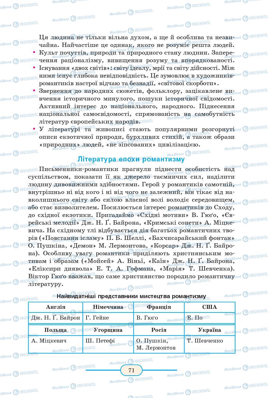 Підручники Зарубіжна література 9 клас сторінка 71